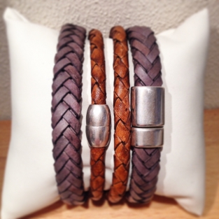 Heren armband leer cognac